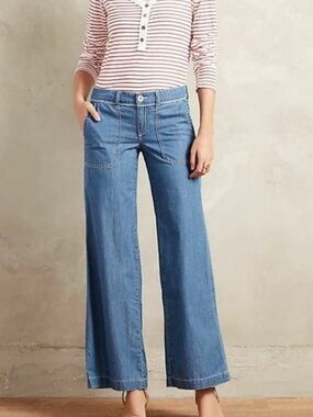 Pilcro and the Letterpress wide leg denim cotton jeans